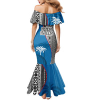 Fiji Rugby Family Matching Mermaid Dress and Hawaiian Shirt Coat of Arms Palm Tree Mix Polynesia Tapa Pattern LT03 - Polynesian Pride