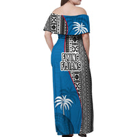 Fiji Rugby Family Matching Off Shoulder Maxi Dress and Hawaiian Shirt Coat of Arms Palm Tree Mix Polynesia Tapa Pattern LT03 - Polynesian Pride