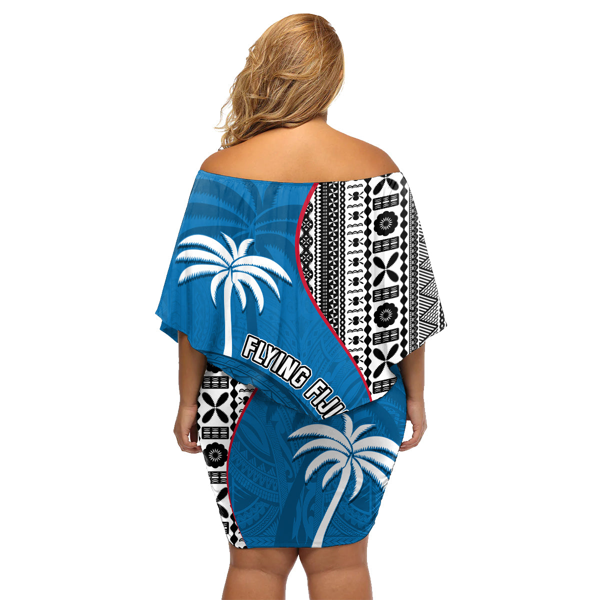 Fiji Rugby Family Matching Off Shoulder Short Dress and Hawaiian Shirt Coat of Arms Palm Tree Mix Polynesia Tapa Pattern LT03 - Polynesian Pride