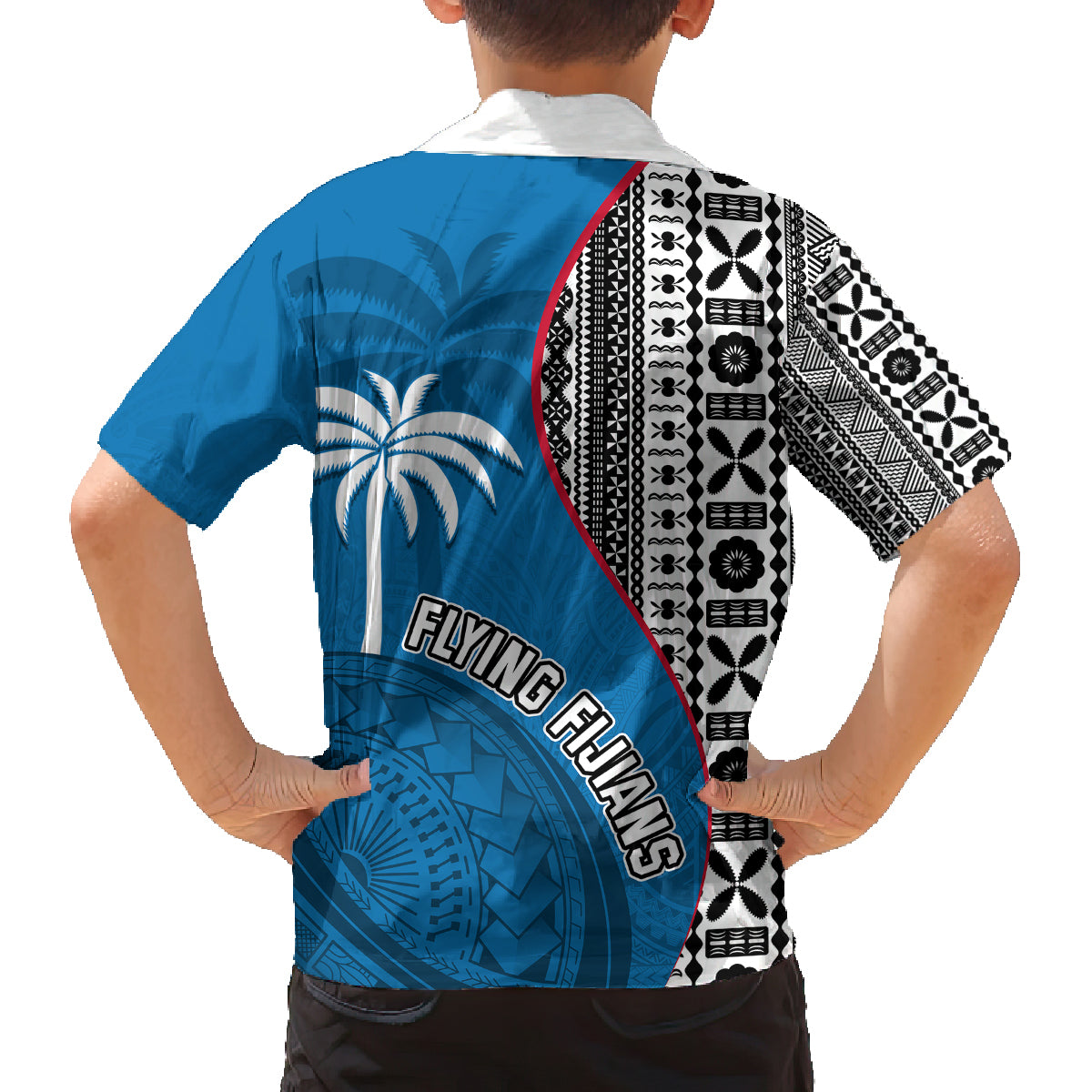 Fiji Rugby Family Matching Summer Maxi Dress and Hawaiian Shirt Coat of Arms Palm Tree Mix Polynesia Tapa Pattern LT03 - Polynesian Pride