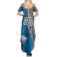 Fiji Rugby Family Matching Summer Maxi Dress and Hawaiian Shirt Coat of Arms Palm Tree Mix Polynesia Tapa Pattern LT03 - Polynesian Pride