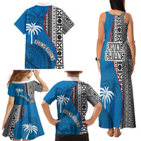 Fiji Rugby Family Matching Tank Maxi Dress and Hawaiian Shirt Coat of Arms Palm Tree Mix Polynesia Tapa Pattern LT03 - Polynesian Pride