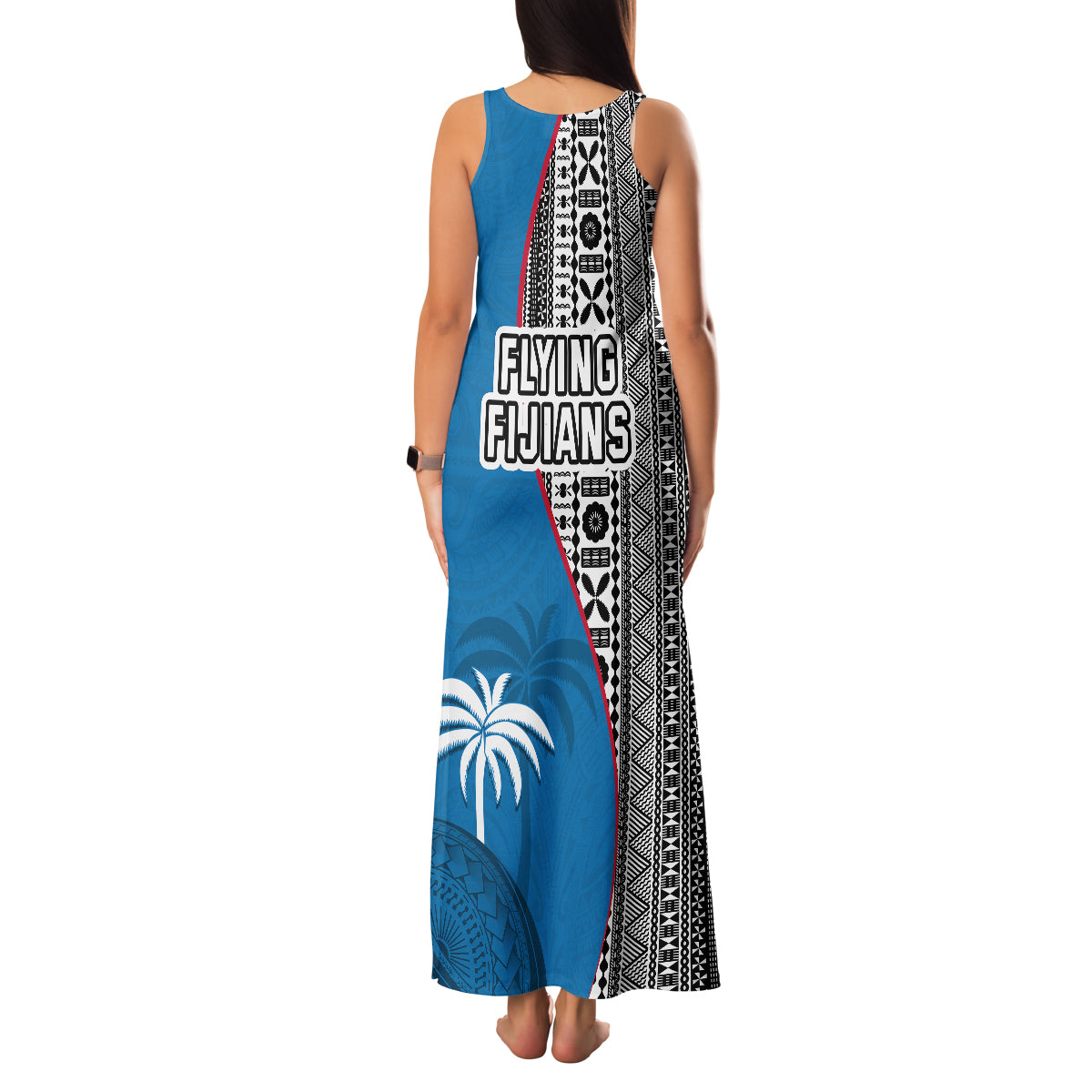 Fiji Rugby Family Matching Tank Maxi Dress and Hawaiian Shirt Coat of Arms Palm Tree Mix Polynesia Tapa Pattern LT03 - Polynesian Pride