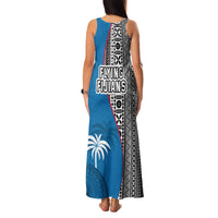 Fiji Rugby Family Matching Tank Maxi Dress and Hawaiian Shirt Coat of Arms Palm Tree Mix Polynesia Tapa Pattern LT03 - Polynesian Pride