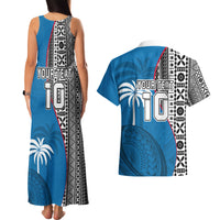 Custom Fiji Rugby Couples Matching Tank Maxi Dress and Hawaiian Shirt Coat of Arms Palm Tree Mix Polynesia Tapa Pattern LT03 - Polynesian Pride