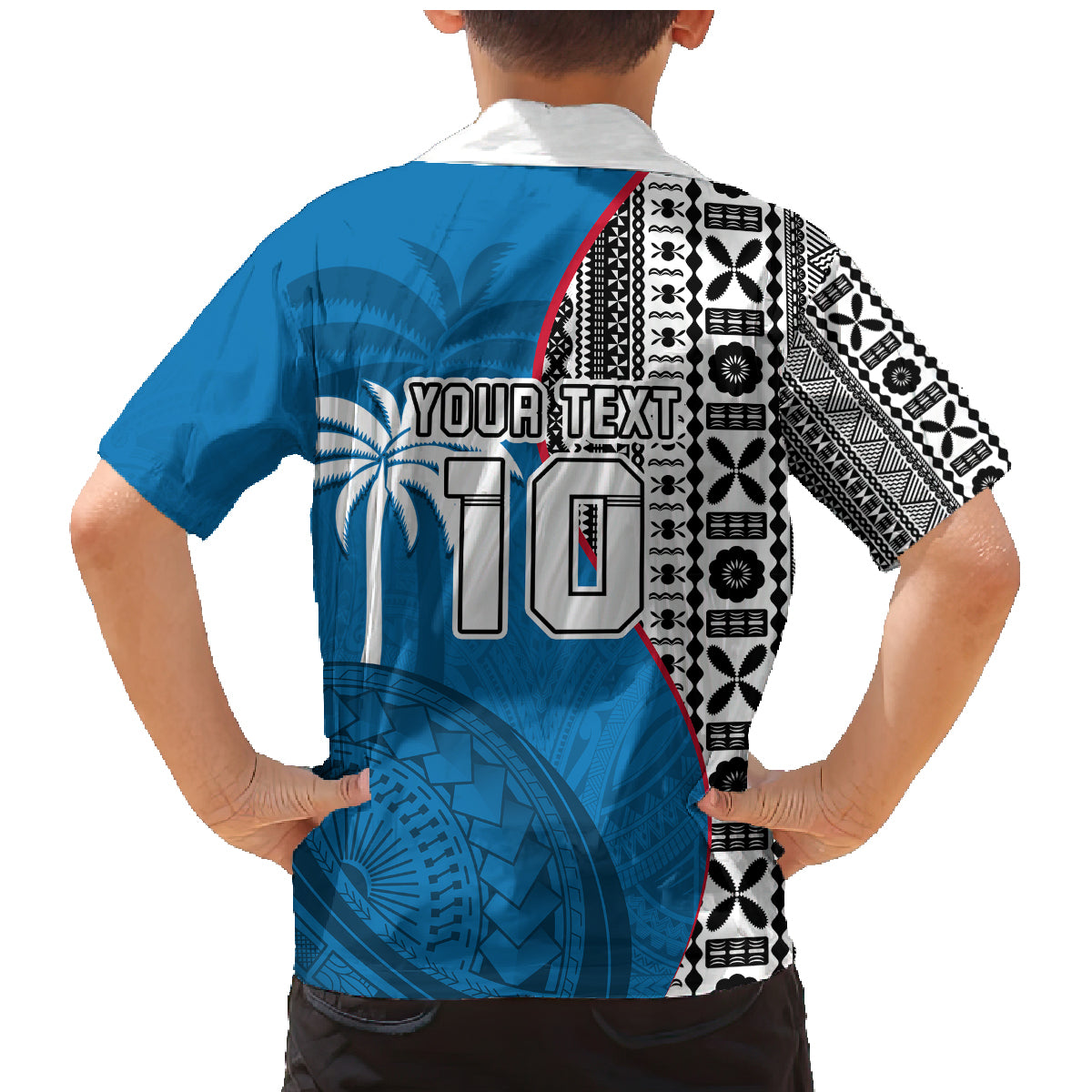 Custom Fiji Rugby Family Matching Mermaid Dress and Hawaiian Shirt Coat of Arms Palm Tree Mix Polynesia Tapa Pattern LT03 - Polynesian Pride