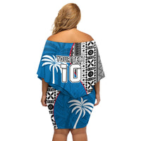 Custom Fiji Rugby Family Matching Off Shoulder Short Dress and Hawaiian Shirt Coat of Arms Palm Tree Mix Polynesia Tapa Pattern LT03 - Polynesian Pride