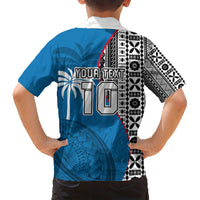 Custom Fiji Rugby Family Matching Short Sleeve Bodycon Dress and Hawaiian Shirt Coat of Arms Palm Tree Mix Polynesia Tapa Pattern LT03 - Polynesian Pride