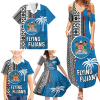 Custom Fiji Rugby Family Matching Summer Maxi Dress and Hawaiian Shirt Coat of Arms Palm Tree Mix Polynesia Tapa Pattern LT03 - Polynesian Pride