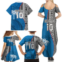 Custom Fiji Rugby Family Matching Summer Maxi Dress and Hawaiian Shirt Coat of Arms Palm Tree Mix Polynesia Tapa Pattern LT03 - Polynesian Pride