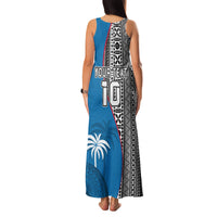 Custom Fiji Rugby Family Matching Tank Maxi Dress and Hawaiian Shirt Coat of Arms Palm Tree Mix Polynesia Tapa Pattern LT03 - Polynesian Pride