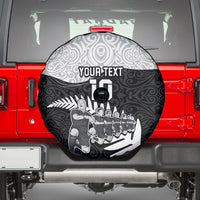Custom New Zealand World Cup 2023 Spare Tire Cover Aotearoa Haka Rugby with Silver Fern Maori Ethnic Pattern LT03 - Polynesian Pride