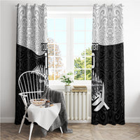 Custom New Zealand World Cup 2023 Window Curtain Aotearoa Haka Rugby with Silver Fern Maori Ethnic Pattern LT03 - Polynesian Pride