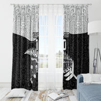 Custom New Zealand World Cup 2023 Window Curtain Aotearoa Haka Rugby with Silver Fern Maori Ethnic Pattern LT03 - Polynesian Pride