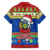 Solomon Islands Christmas Family Matching Off Shoulder Long Sleeve Dress and Hawaiian Shirt Santa With Flag Of Solomon Polynesian Tribal Xmas Vibe LT03 - Polynesian Pride