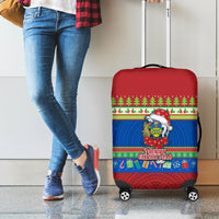 Solomon Islands Christmas Luggage Cover Santa With Flag Of Solomon Polynesian Tribal Xmas Vibe LT03 - Polynesian Pride
