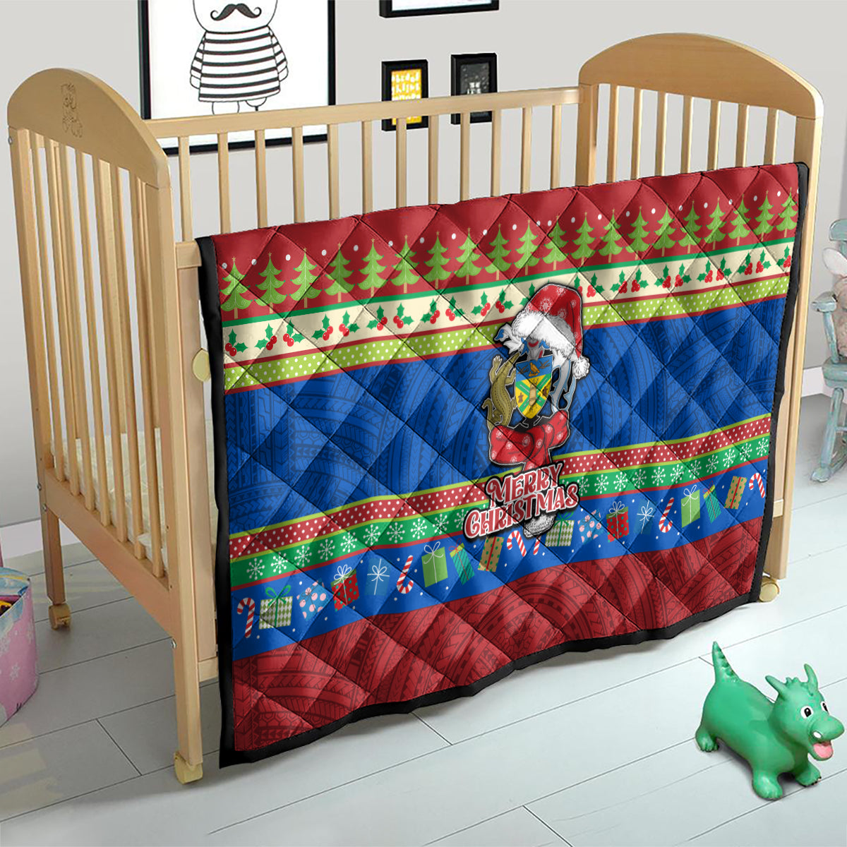 Solomon Islands Christmas Quilt Santa With Flag Of Solomon Polynesian Tribal Xmas Vibe LT03 - Polynesian Pride