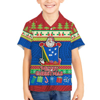 Personalised Solomon Islands Christmas Family Matching Long Sleeve Bodycon Dress and Hawaiian Shirt Santa With Flag Of Solomon Polynesian Tribal Xmas Vibe LT03 Son's Shirt Blue - Polynesian Pride