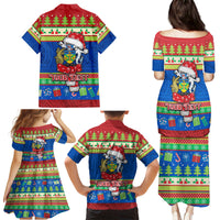 Personalised Solomon Islands Christmas Family Matching Puletasi Dress and Hawaiian Shirt Santa With Flag Of Solomon Polynesian Tribal Xmas Vibe LT03 - Polynesian Pride