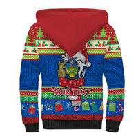Personalised Solomon Islands Christmas Sherpa Hoodie Santa With Flag Of Solomon Polynesian Tribal Xmas Vibe LT03 - Polynesian Pride