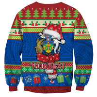 Personalised Solomon Islands Christmas Sweatshirt Santa With Flag Of Solomon Polynesian Tribal Xmas Vibe LT03 - Polynesian Pride