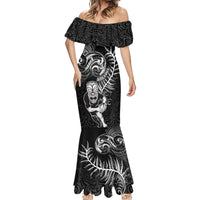 Personalised New Zealand Rugby Mermaid Dress Maori Warrior Rugby with Silver Fern Sleeve Tribal Ethnic Style LT03 - Polynesian Pride