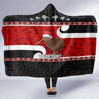 Personalized New Zealand Christmas Hooded Blanket Santa Haka Fern and Kiwi Bird Tino Rangatiratanga Maori Flag Style LT03 - Polynesian Pride
