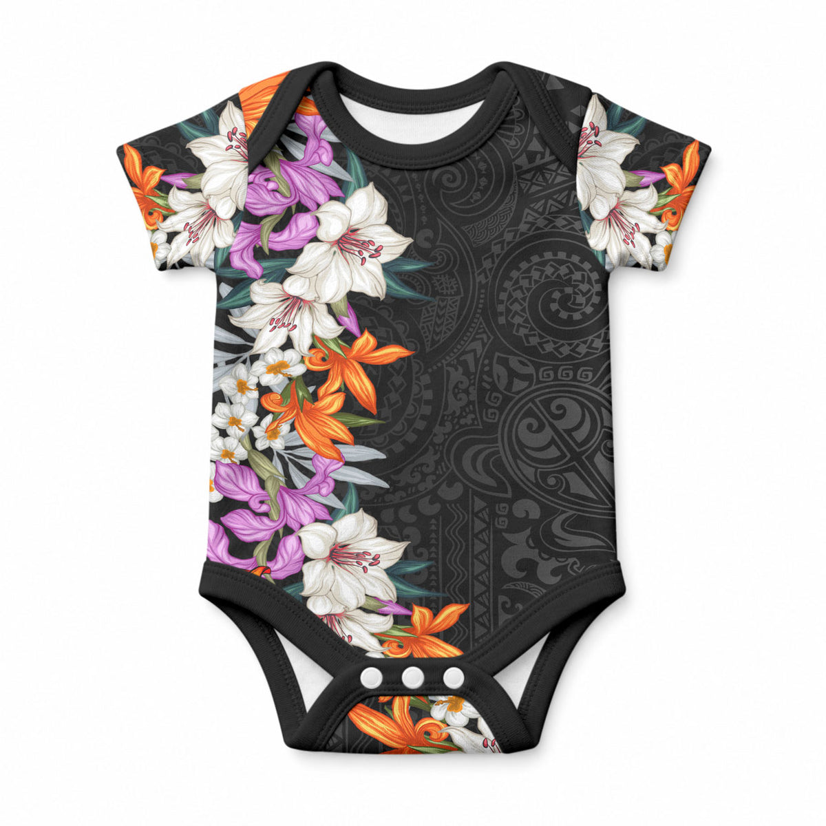 Hawaii Tropical Leaves and Flowers Baby Onesie