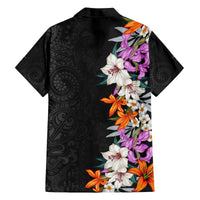 Hawaii Tropical Leaves and Flowers Family Matching Off Shoulder Long Sleeve Dress and Hawaiian Shirt Tribal Polynesian Pattern LT03 - Polynesian Pride