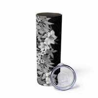 Hawaii Tropical Leaves and Flowers Skinny Tumbler Tribal Polynesian Pattern Black White Style LT03 - Polynesian Pride