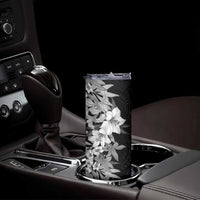 Hawaii Tropical Leaves and Flowers Skinny Tumbler Tribal Polynesian Pattern Black White Style LT03 - Polynesian Pride