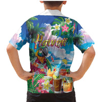 Hawaii Cocktails Family Matching Mermaid Dress and Hawaiian Shirt Parrot with Cute Beach Landscape and Tropical Plants LT03 - Polynesian Pride