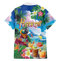 Hawaii Cocktails Family Matching Summer Maxi Dress and Hawaiian Shirt Parrot with Cute Beach Landscape and Tropical Plants LT03 - Polynesian Pride