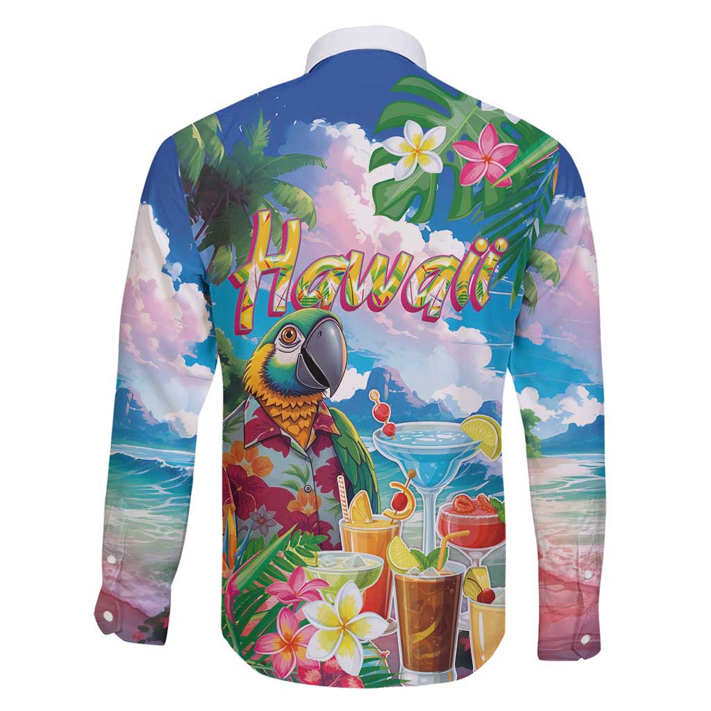 Hawaii Cocktails Family Matching Tank Maxi Dress and Hawaiian Shirt Parrot with Cute Beach Landscape and Tropical Plants LT03 - Polynesian Pride