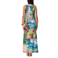 Hawaii Cocktails Family Matching Tank Maxi Dress and Hawaiian Shirt Parrot with Cute Beach Landscape and Tropical Plants LT03 - Polynesian Pride