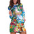 Hawaii Cocktails Hoodie Dress Parrot with Cute Beach Landscape and Tropical Plants