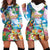 Hawaii Cocktails Hoodie Dress Parrot with Cute Beach Landscape and Tropical Plants