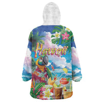 Hawaii Cocktails Wearable Blanket Hoodie Parrot with Cute Beach Landscape and Tropical Plants LT03 - Polynesian Pride
