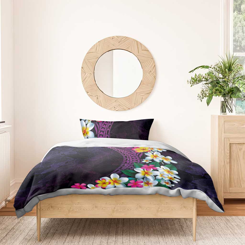 Hawaiian Plumeria-Polynesian Art Tattoo Mauve Color Bedding Set