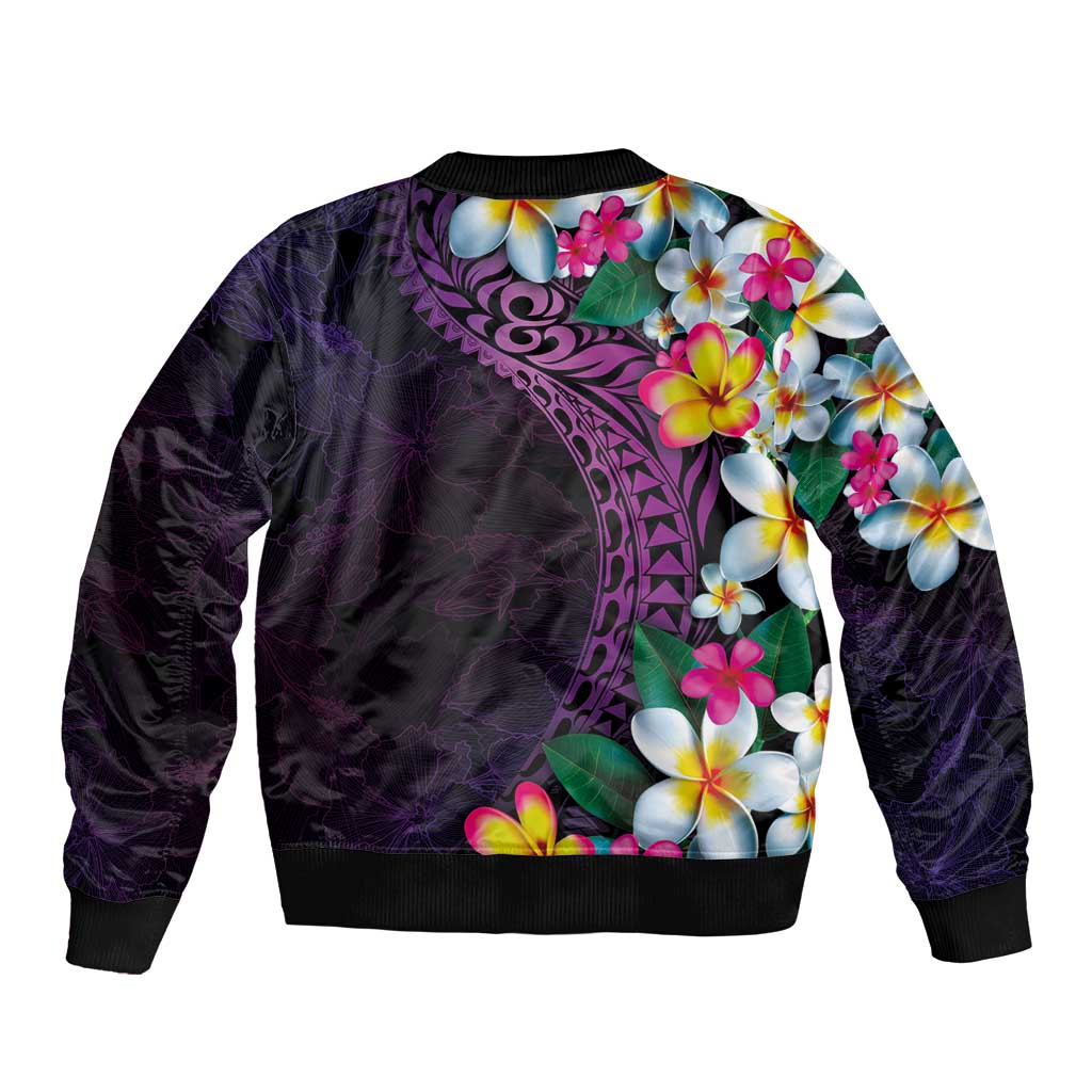 Hawaiian Plumeria-Polynesian Art Tattoo Mauve Color Bomber Jacket LT03 - Polynesian Pride