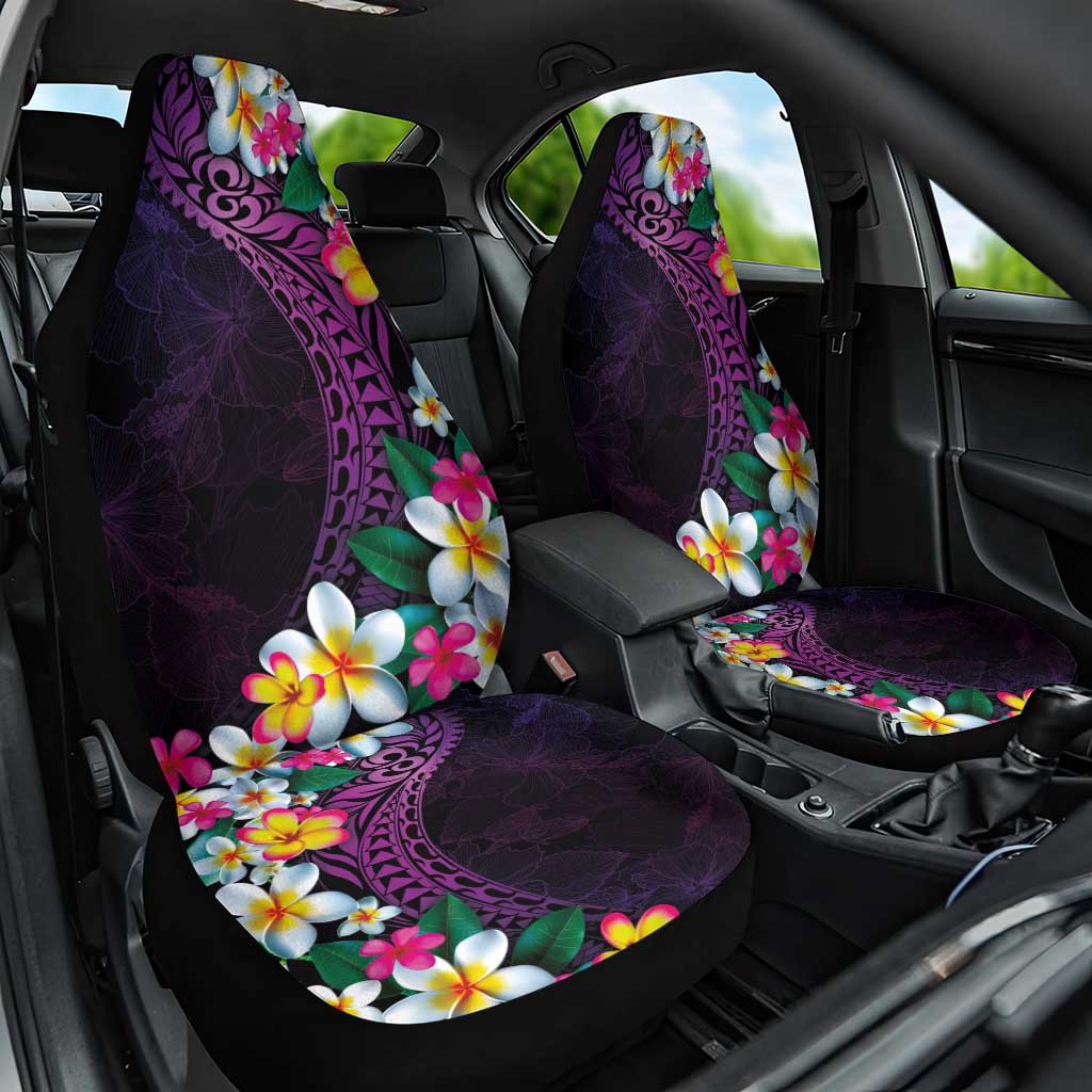 Hawaiian Plumeria-Polynesian Art Tattoo Mauve Color Car Seat Cover LT03 One Size Purple - Polynesian Pride