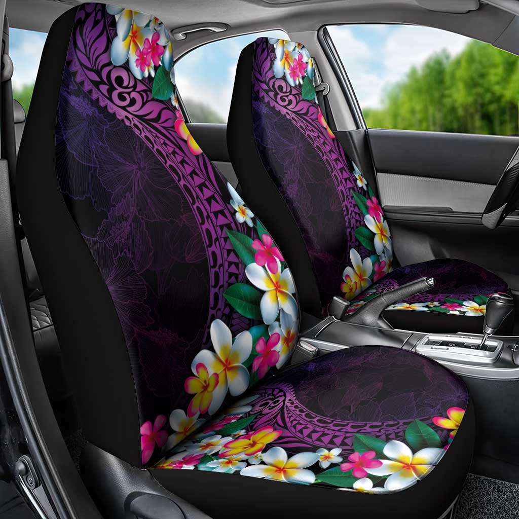 Hawaiian Plumeria-Polynesian Art Tattoo Mauve Color Car Seat Cover LT03 - Polynesian Pride