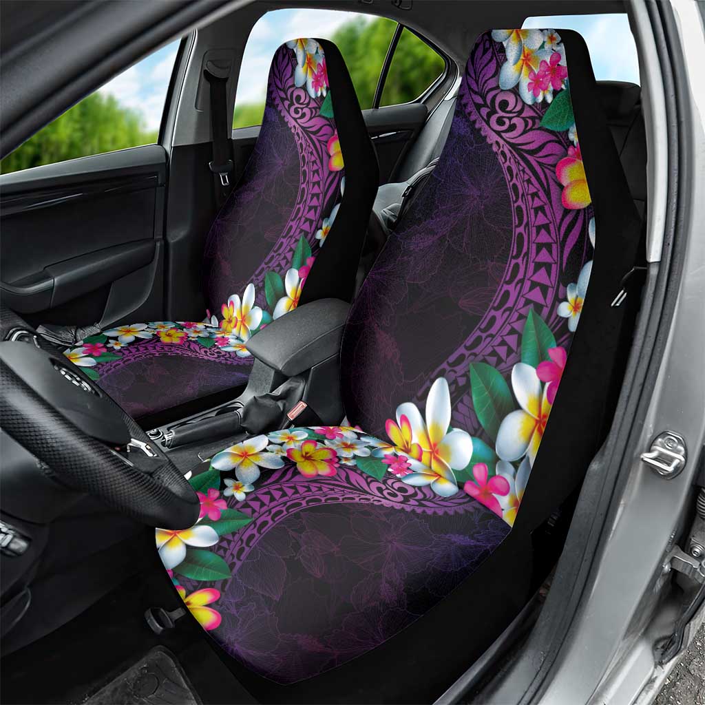 Hawaiian Plumeria-Polynesian Art Tattoo Mauve Color Car Seat Cover LT03 - Polynesian Pride