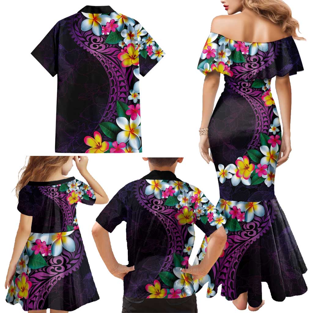 Hawaiian Plumeria-Polynesian Art Tattoo Mauve Color Family Matching Mermaid Dress and Hawaiian Shirt LT03 - Polynesian Pride