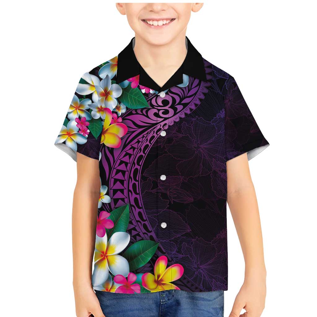 Hawaiian Plumeria-Polynesian Art Tattoo Mauve Color Family Matching Mermaid Dress and Hawaiian Shirt LT03 Son's Shirt Purple - Polynesian Pride