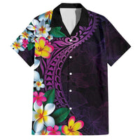 Hawaiian Plumeria-Polynesian Art Tattoo Mauve Color Family Matching Puletasi and Hawaiian Shirt LT03 Dad's Shirt - Short Sleeve Purple - Polynesian Pride