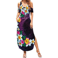Hawaiian Plumeria-Polynesian Art Tattoo Mauve Color Family Matching Summer Maxi Dress and Hawaiian Shirt LT03 Mom's Dress Purple - Polynesian Pride