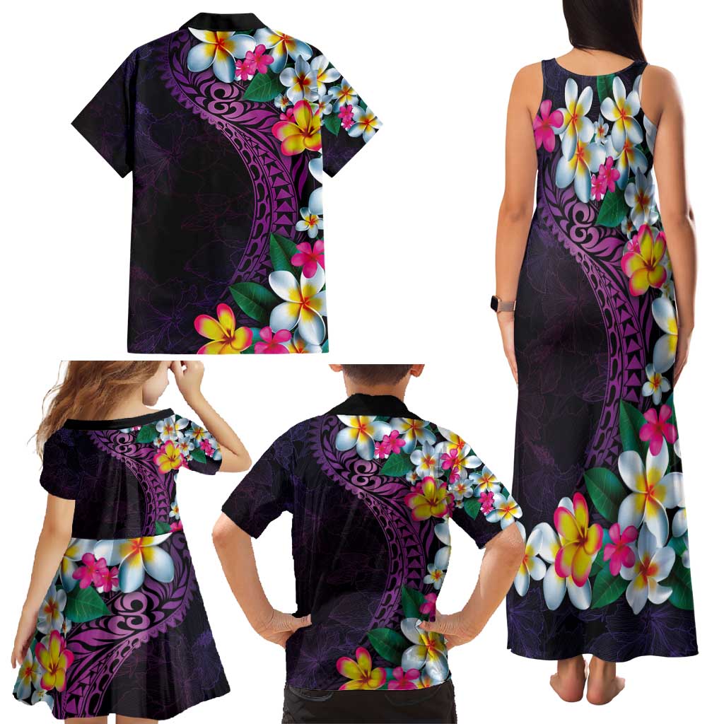 Hawaiian Plumeria-Polynesian Art Tattoo Mauve Color Family Matching Tank Maxi Dress and Hawaiian Shirt LT03 - Polynesian Pride