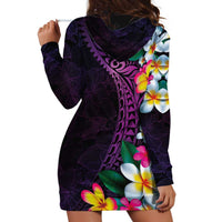 Hawaiian Plumeria-Polynesian Art Tattoo Mauve Color Hoodie Dress LT03 - Polynesian Pride