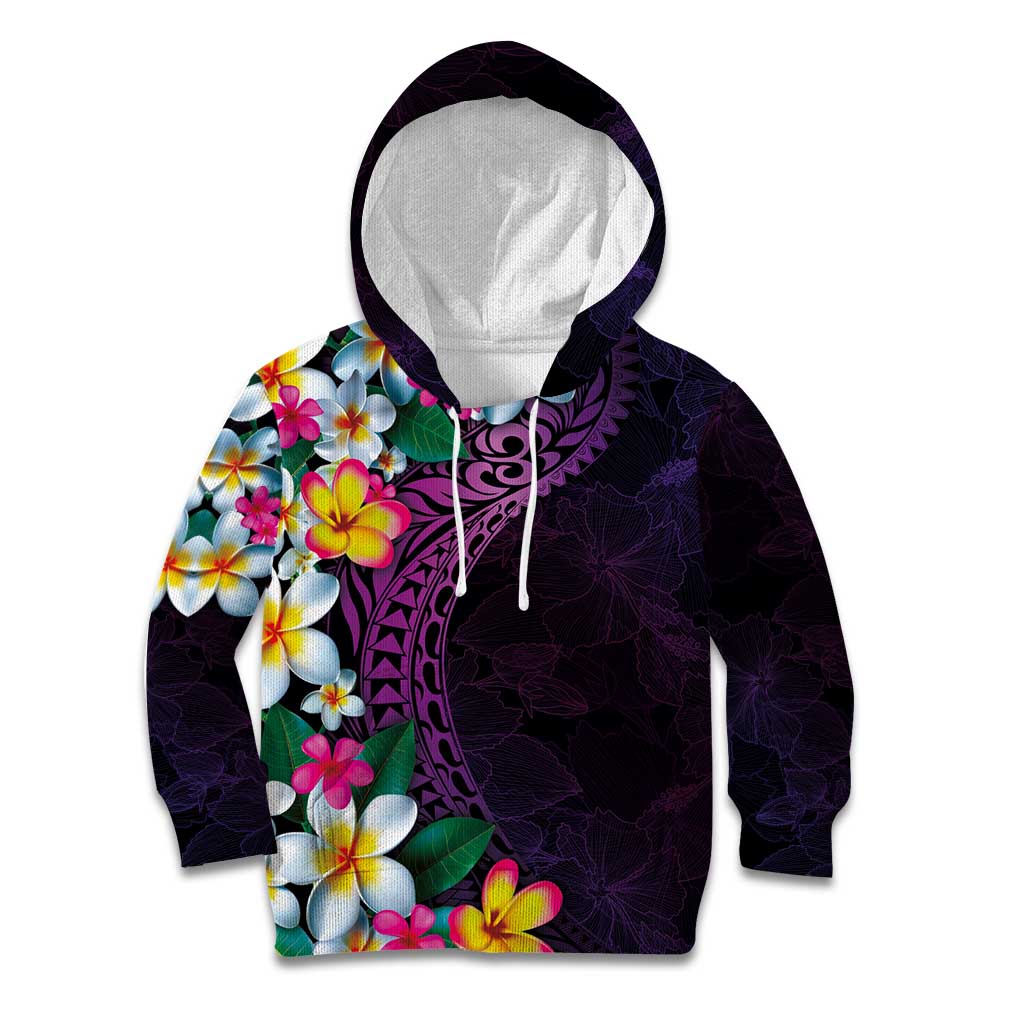 Hawaiian Plumeria-Polynesian Art Tattoo Mauve Color Kid Hoodie LT03 Hoodie Purple - Polynesian Pride